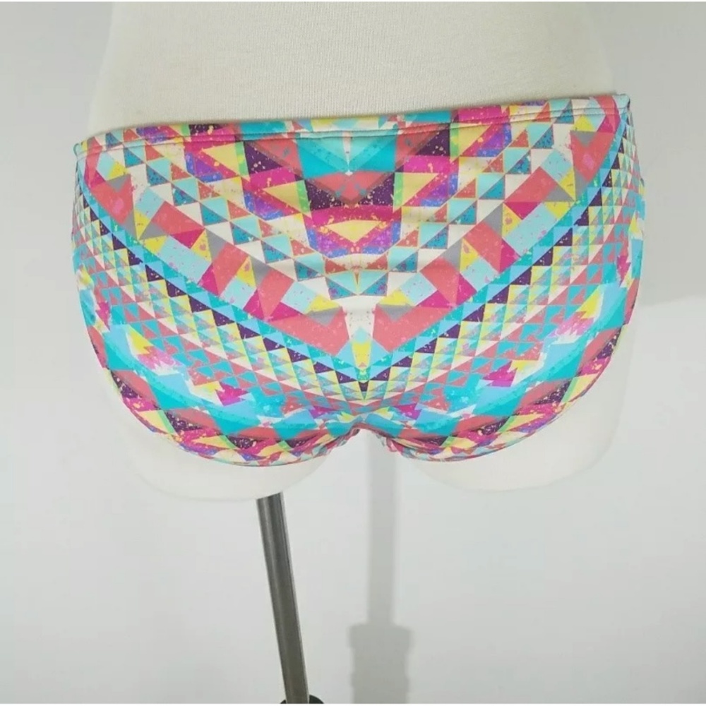 Bar III  Pink Printed Ruched Hipster Swim Bottom - Picture 3 of 5